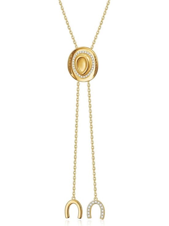 Jewelry - Cowboy Hat Necklace for Women Western Cowgirl Accessories Gold Bolo Tie Necktie